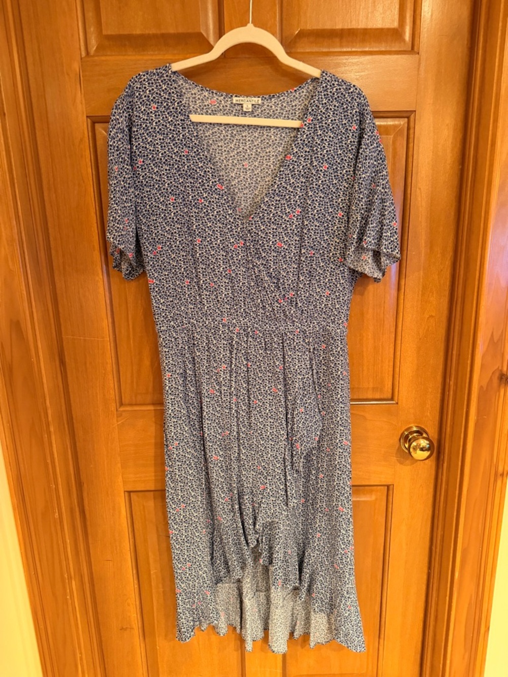 J. Crew Blue Floral Asymmetrical Midi Dress